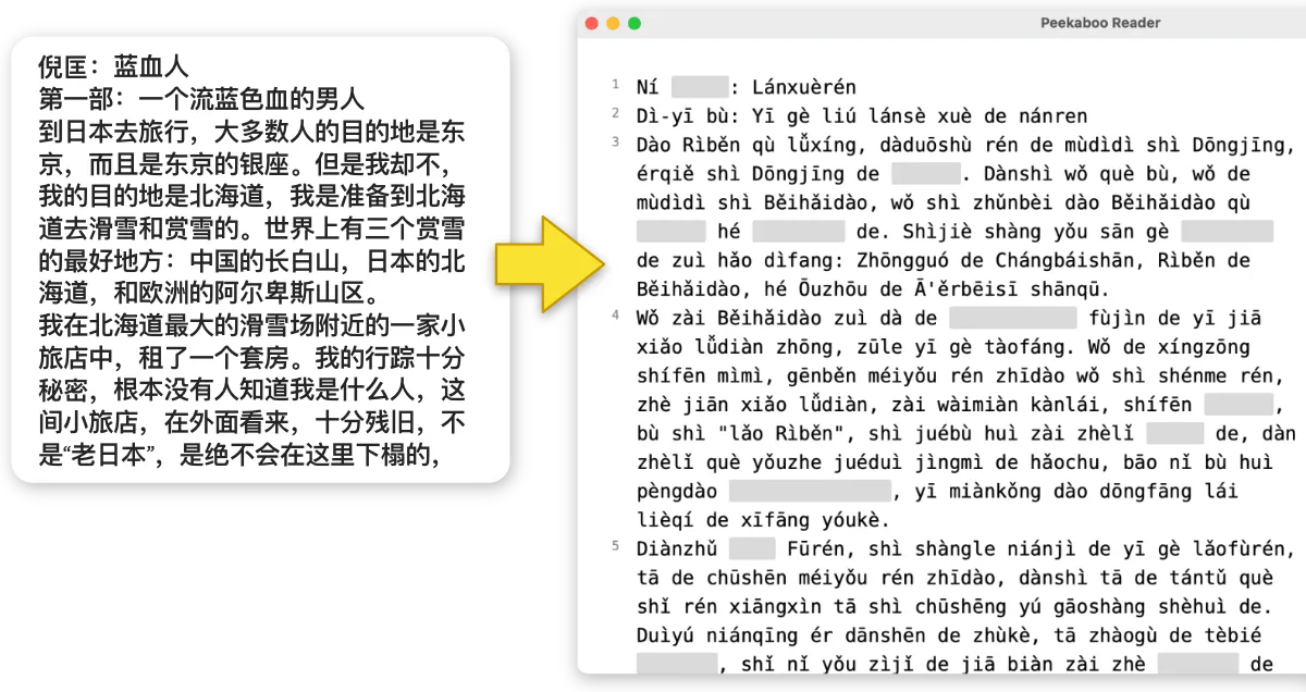 Convert Chinese characters (hànzì) to official Hànyǔ Pīnyīn orthography